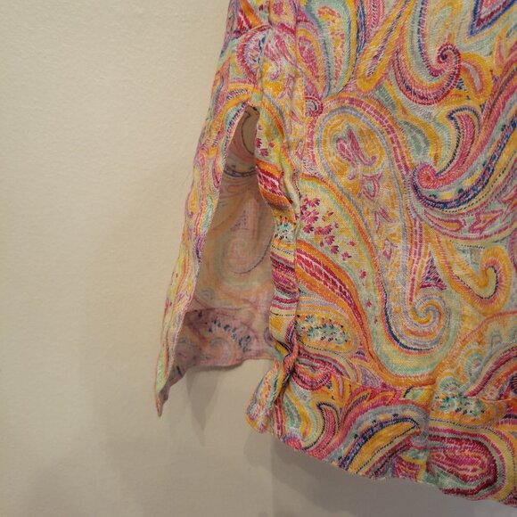 Michaels M Paisley Tunic Top Dress Linen Psychedelic Multicolor Summer Cruise Be - Picture 5 of 6